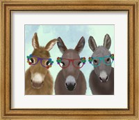 Framed Donkey Trio Flower Glasses