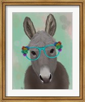 Framed Donkey Turquoise Flower Glasses