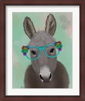 Framed Donkey Turquoise Flower Glasses