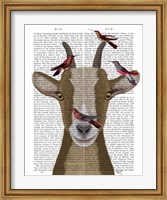 Framed Goat and Red Birds Book Print