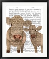 Framed Cow Duo, Cream, Looking at You Book Print