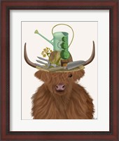 Framed Highland Cow and Gardeners Hat