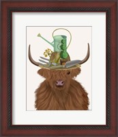 Framed Highland Cow and Gardeners Hat