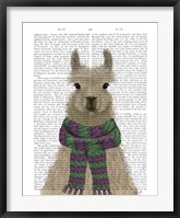 Framed Llama with Purple Scarf, Portrait Book Print
