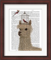 Framed Llama and Birdcage Book Print