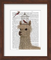 Framed Llama and Birdcage Book Print