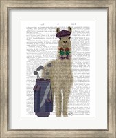 Framed Llama Golfing Book Print