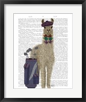 Framed Llama Golfing Book Print