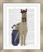 Framed Llama Golfing Book Print