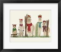 Framed Llama Family Winter Sports