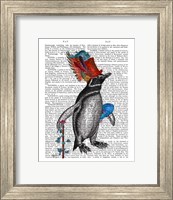 Framed Penguin and Fish Hat Book Print