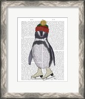 Framed Penguin Ice Skating Book Print
