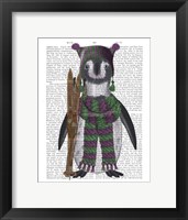 Framed Penguin Skis Book Print