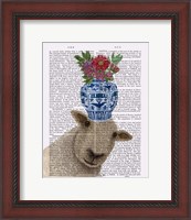 Framed Sheep with Vase of Flowers Book Print