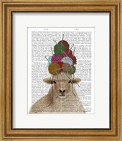 Framed Sheep with Wool Hat, Portrait Book Print