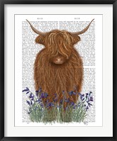 Framed Highland Cow, Bluebell Book Print