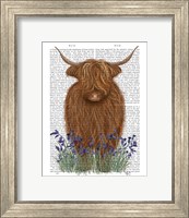 Framed Highland Cow, Bluebell Book Print