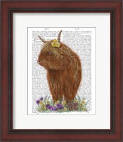 Framed Highland Cow, Pansy Book Print