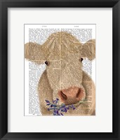 Framed Cow Cream, Bluebells Book Print