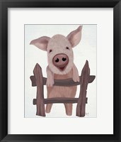 Framed Pig On Fence