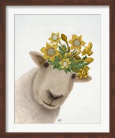 Framed Sheep with Daffodil Crown