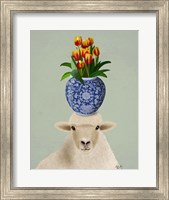 Framed Sheep and Tulips