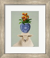 Framed Sheep and Tulips