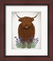 Framed Highland Cow, Bluebell