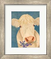Framed Cow Cream, Bluebells