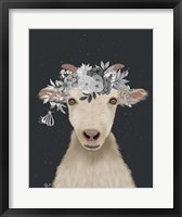 Framed Goat 1, White Flowers