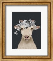 Framed Goat 1, White Flowers