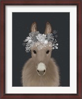 Framed Donkey White Flowers