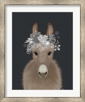 Framed Donkey White Flowers