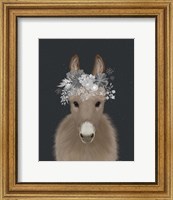 Framed Donkey White Flowers