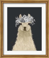 Framed Llama White Flowers