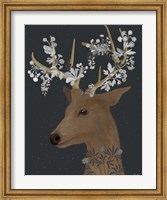 Framed Deer, White Flowers