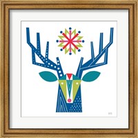 Framed Geometric Holiday Reindeer II Bright