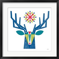 Framed Geometric Holiday Reindeer II Bright