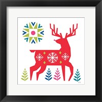Framed Geometric Holiday Reindeer I Bright