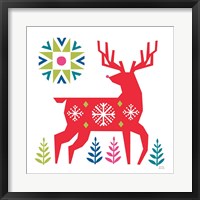Framed Geometric Holiday Reindeer I Bright