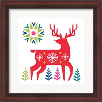 Framed Geometric Holiday Reindeer I Bright