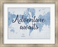 Framed World Map White and Blue v2