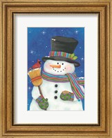 Framed Snowman with Broom