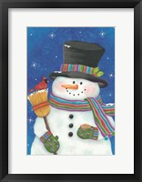 Framed Snowman with Broom