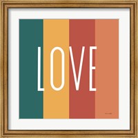 Framed 'Love Rainbow Retro' border=