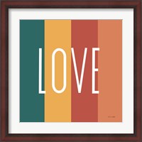Framed 'Love Rainbow Retro' border=