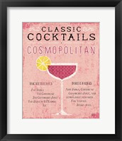 Framed 'Classic Cocktails Cosmopolitan Pink' border=