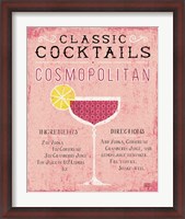 Framed Classic Cocktails Cosmopolitan Pink