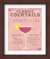 Framed 'Classic Cocktails Cosmopolitan Pink' border=