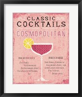 Framed Classic Cocktails Cosmopolitan Pink